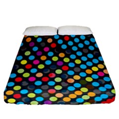 Polkadot Rainbow Colorful Polka Circle Line Light Fitted Sheet (queen Size) by Mariart