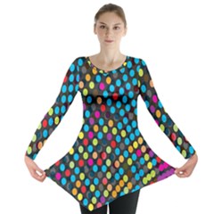 Polkadot Rainbow Colorful Polka Circle Line Light Long Sleeve Tunic  by Mariart