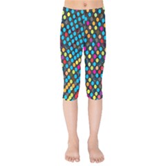 Polkadot Rainbow Colorful Polka Circle Line Light Kids  Capri Leggings  by Mariart