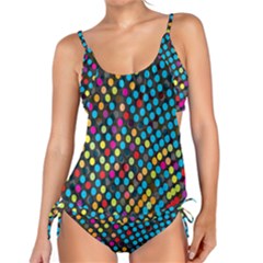 Polkadot Rainbow Colorful Polka Circle Line Light Tankini