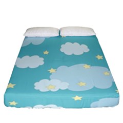 Stellar Cloud Blue Sky Star Fitted Sheet (california King Size) by Mariart