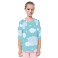 Stellar Cloud Blue Sky Star Kids  Quarter Sleeve Raglan Tee