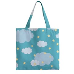 Stellar Cloud Blue Sky Star Zipper Grocery Tote Bag by Mariart