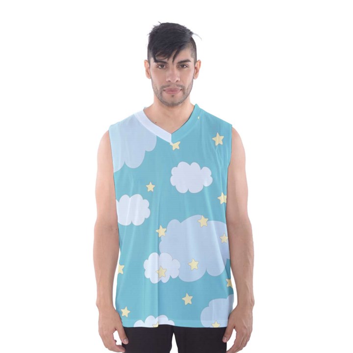 Stellar Cloud Blue Sky Star Men s Basketball Tank Top