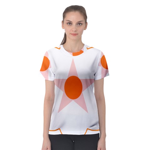 Test Flower Star Circle Orange Women s Sport Mesh Tee by Mariart