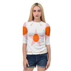 Test Flower Star Circle Orange Quarter Sleeve Tee