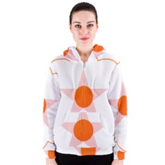 Test Flower Star Circle Orange Women s Zipper Hoodie by Mariart