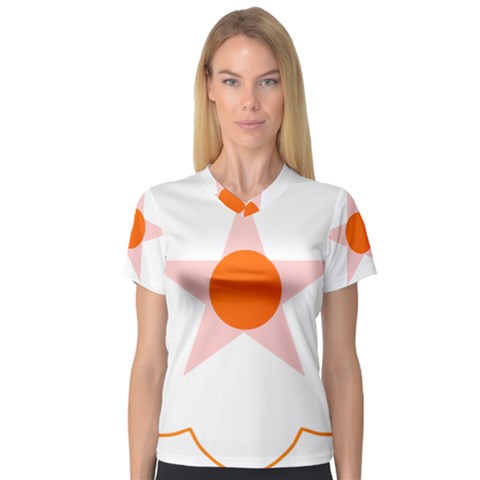 Test Flower Star Circle Orange Women s V-neck Sport Mesh Tee by Mariart