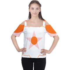 Test Flower Star Circle Orange Women s Cutout Shoulder Tee