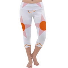 Test Flower Star Circle Orange Capri Yoga Leggings by Mariart