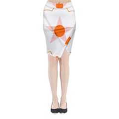 Test Flower Star Circle Orange Midi Wrap Pencil Skirt