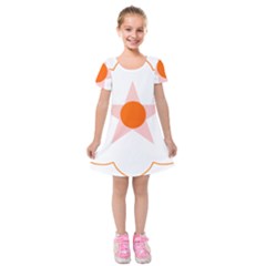 Test Flower Star Circle Orange Kids  Short Sleeve Velvet Dress by Mariart