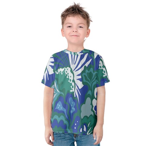 Tropics Leaf Bluegreen Kids  Cotton Tee by Mariart