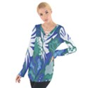 Tropics Leaf Bluegreen Women s Tie Up Tee View1