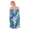 Tropics Leaf Bluegreen Off Shoulder Skater Dress View2