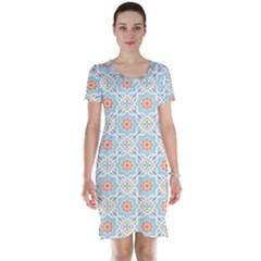 Star Sign Plaid Short Sleeve Nightdress