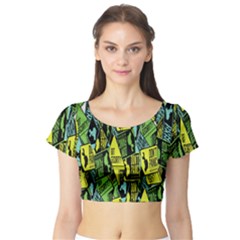 Sign Don t Panic Digital Security Helpline Access Short Sleeve Crop Top (tight Fit) by Mariart