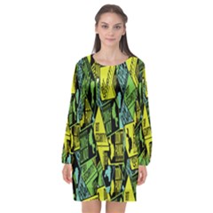 Sign Don t Panic Digital Security Helpline Access Long Sleeve Chiffon Shift Dress 