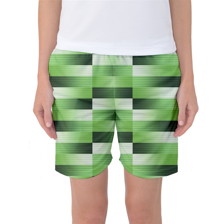 View Original Pinstripes Green Shapes Shades Women s Basketball Shorts