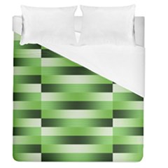 View Original Pinstripes Green Shapes Shades Duvet Cover (queen Size) by Mariart