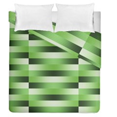 View Original Pinstripes Green Shapes Shades Duvet Cover Double Side (queen Size) by Mariart