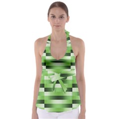 View Original Pinstripes Green Shapes Shades Babydoll Tankini Top by Mariart