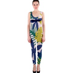 Tropics Leaf Yellow Green Blue Onepiece Catsuit by Mariart