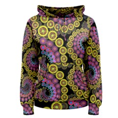 Spiral Floral Fractal Flower Star Sunflower Purple Yellow Women s Pullover Hoodie by Mariart