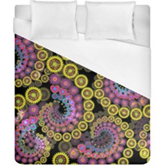 Spiral Floral Fractal Flower Star Sunflower Purple Yellow Duvet Cover (california King Size)