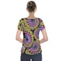 Spiral Floral Fractal Flower Star Sunflower Purple Yellow Short Sleeve Front Detail Top View2