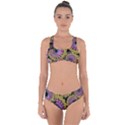 Spiral Floral Fractal Flower Star Sunflower Purple Yellow Criss Cross Bikini Set View1