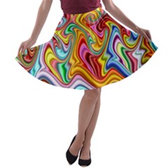 Rainbow Gnarls A-line Skater Skirt by WolfepawFractals