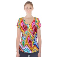 Rainbow Gnarls Short Sleeve Front Detail Top by WolfepawFractals