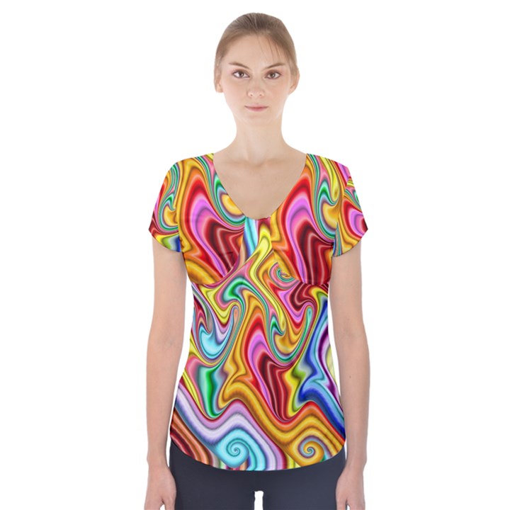 Rainbow Gnarls Short Sleeve Front Detail Top