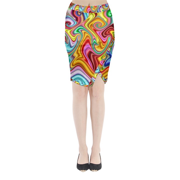 Rainbow Gnarls Midi Wrap Pencil Skirt