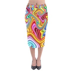 Rainbow Gnarls Velvet Midi Pencil Skirt by WolfepawFractals