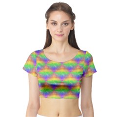 Painted Rainbow Pattern Short Sleeve Crop Top (tight Fit) by Brini