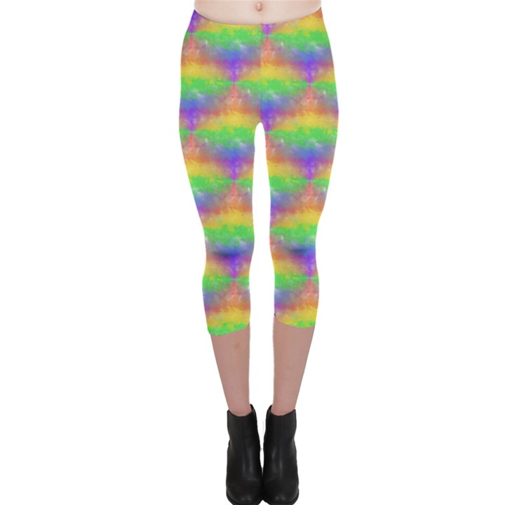 Painted Rainbow Pattern Capri Leggings 