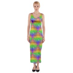 Painted Rainbow Pattern Fitted Maxi Dress by Brini