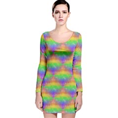 Painted Rainbow Pattern Long Sleeve Velvet Bodycon Dress by Brini