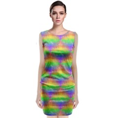 Painted Rainbow Pattern Sleeveless Velvet Midi Dress by Brini