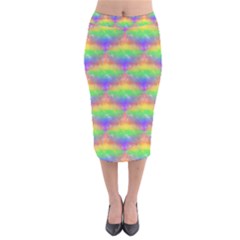 Painted Rainbow Pattern Velvet Midi Pencil Skirt by Brini