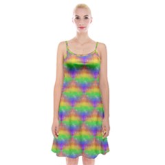 Painted Rainbow Pattern Spaghetti Strap Velvet Dress by Brini