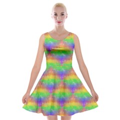 Painted Rainbow Pattern Velvet Skater Dress by Brini