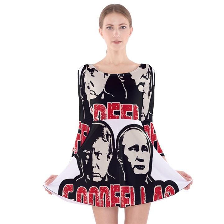 Goodfellas Putin and Trump Long Sleeve Velvet Skater Dress