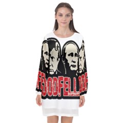 Goodfellas Putin and Trump Long Sleeve Chiffon Shift Dress 