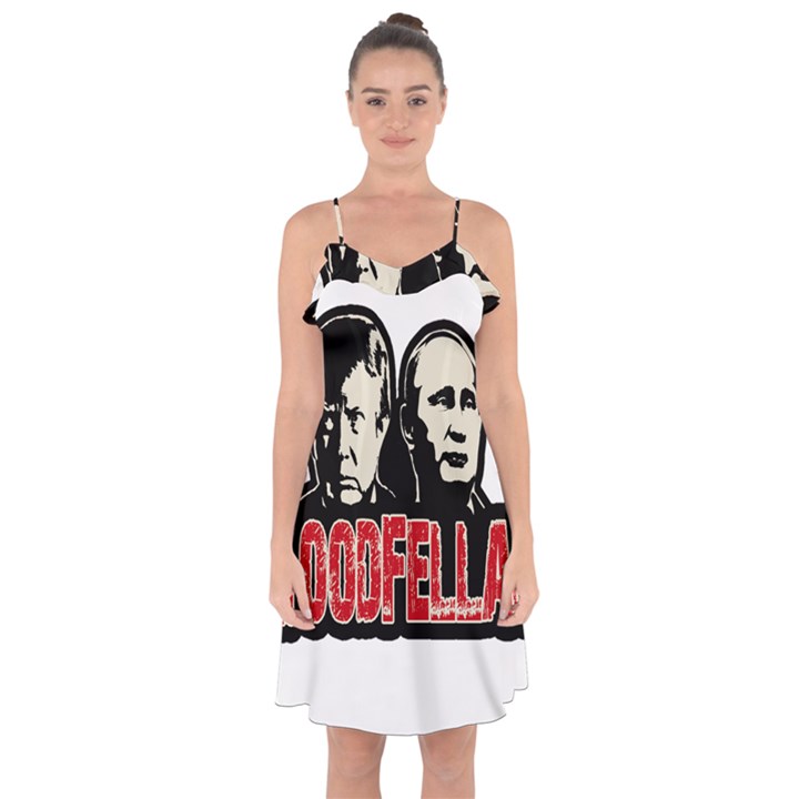 Goodfellas Putin and Trump Ruffle Detail Chiffon Dress