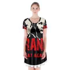 Make Tyranny Great Again Short Sleeve V-neck Flare Dress by Valentinaart