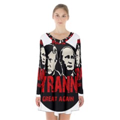 Make Tyranny Great Again Long Sleeve Velvet V-neck Dress