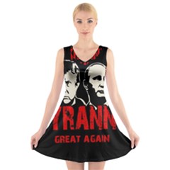 Make Tyranny Great Again V-neck Sleeveless Skater Dress by Valentinaart